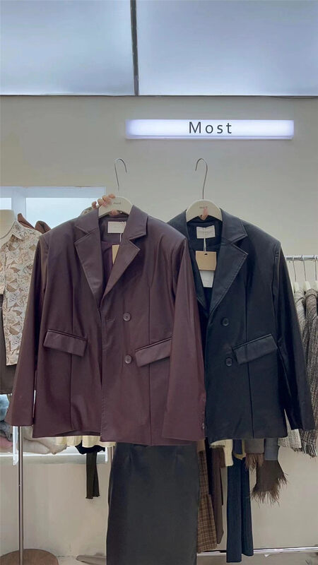 New in autumn! [MOST] Loose leather jacket with suit collar temperament 97588# ZJY