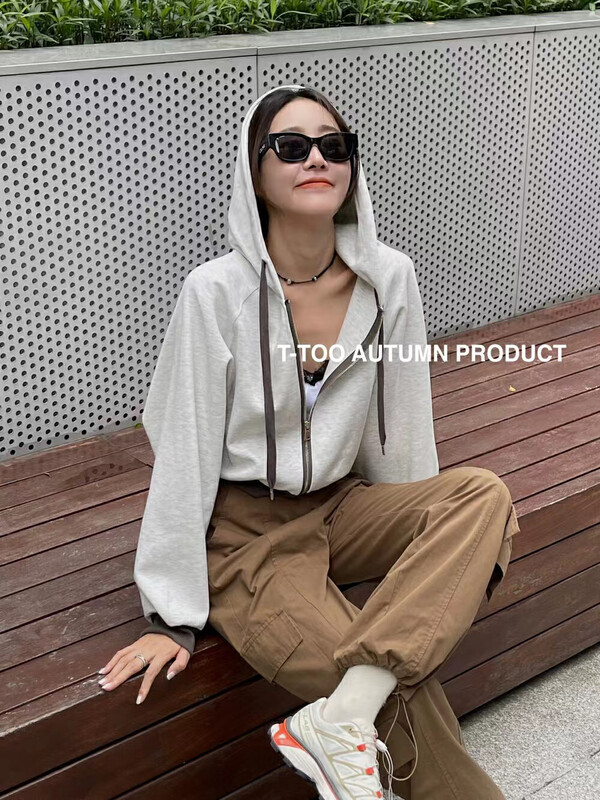 New in autumn! [Xiaofanjia] Korean zipper sweater with contrasting edge YS1-7081# LSW