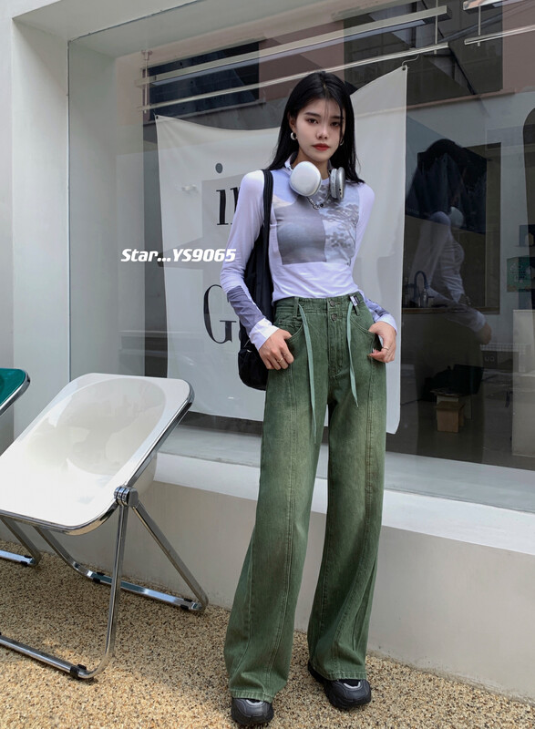 【STAR】Fall new trendy all-match fashion wide-leg jeans YS9065# CQW