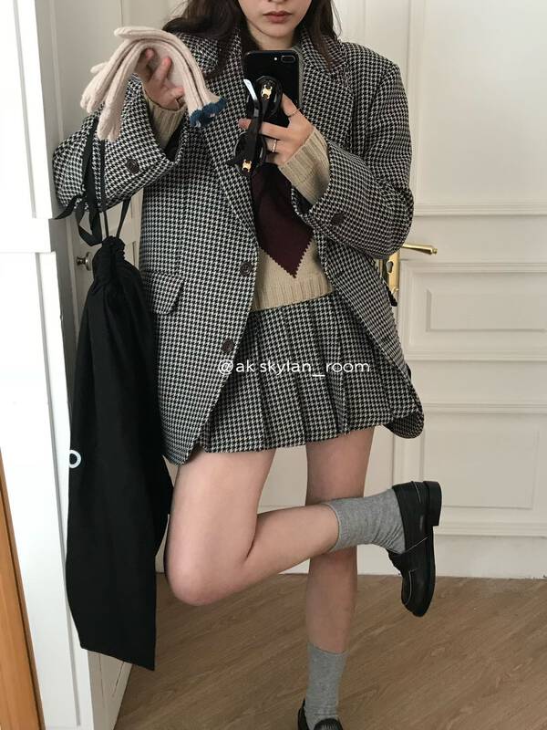 Autumn is new! [A.K SKYLAN] plaid fashion temperament suit 82815-1-2# ZXL