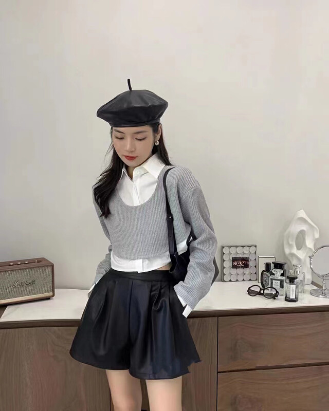 New in autumn! [Xiaofanjia] Fashion design stitching fake two-piece shirt 562# LSW