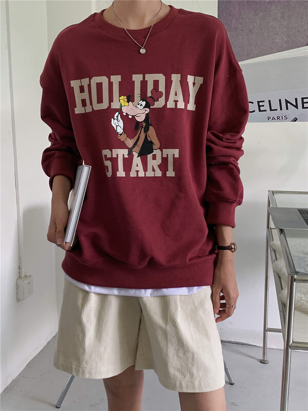 New in autumn! [Rina] Korean cartoon print round neck sweater 123E062# ZXX