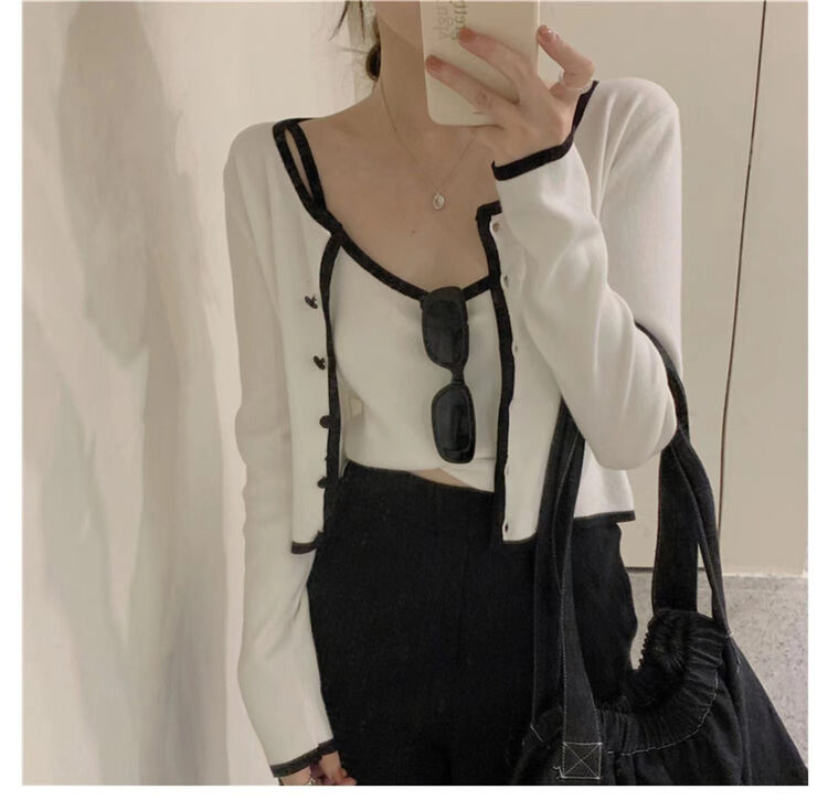 New in early autumn! [YANG-YANG] Basic all-match camisole + long-sleeved casual cardigan suit C5090# CLS
