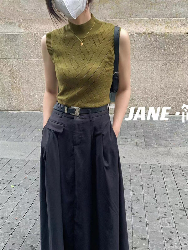 Autumn models are new! [JANE Jianyi] Half turtleneck solid color all-match vest / suspenders (15% wool) 5225# ZXX