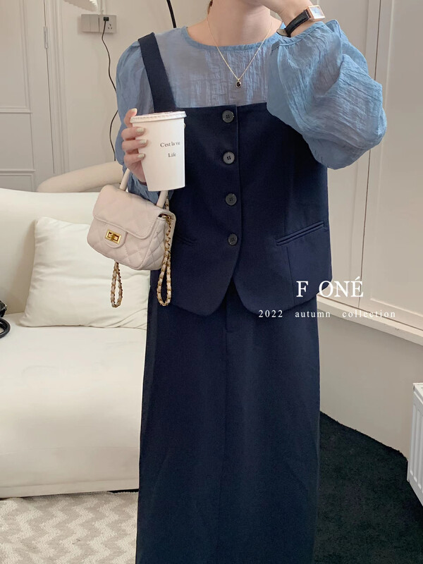 New in autumn!【F ONE】Korean solid color round neck shirt 26130# WPL