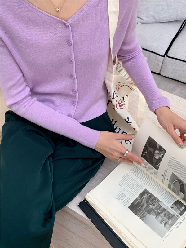 Original price 66.55! New in early autumn! Eleven colors! [Rina] Simple solid color all-match knitted cardigan 321X047# ZXX