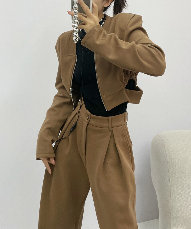 New in autumn! [Xixi] Leaky waist design temperament all-match short jacket 5132# OZQ