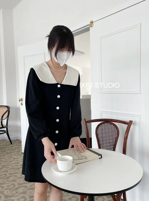 New in early autumn! [Xiaofanjia] Large lapel bag buckle casual dress YS3-7005# LSW