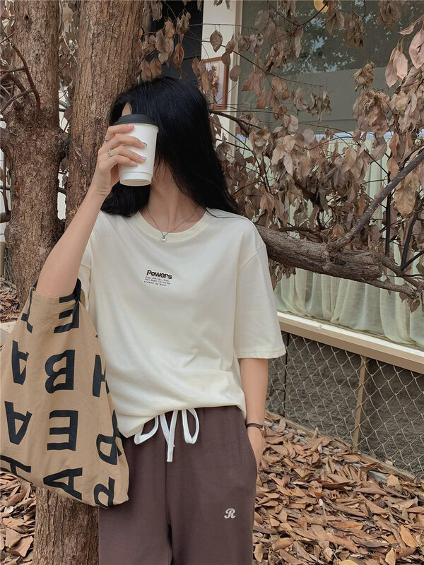 New in autumn! [Rina] round neck all-match letter long-sleeved T-shirt 123C225# ZXX
