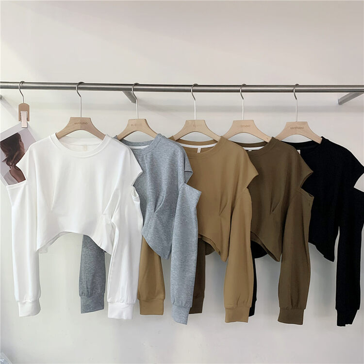 New in early autumn! [Xiaofanjia] Design sense off-shoulder waist sweater YS2-7027# LSW