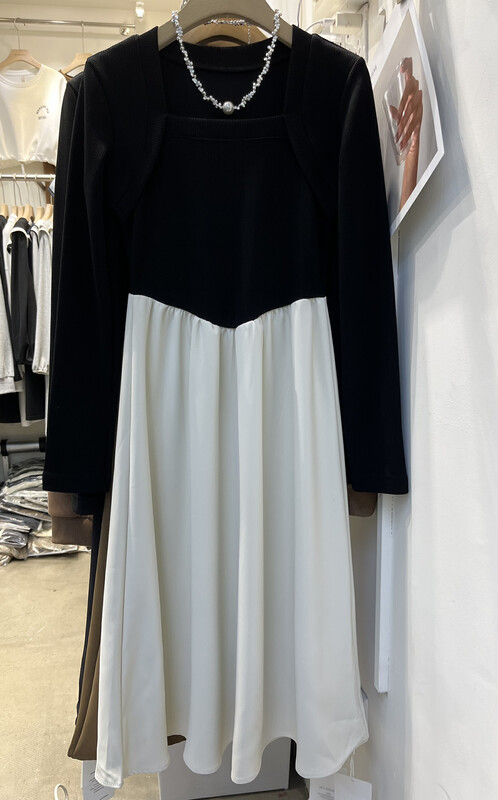 Autumn is new! [Xiaofanjia] Contrast color stitching Korean version waist casual dress 529# LSW