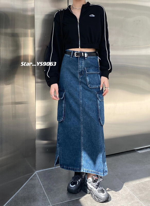 Original price 104.99! [STAR] New trend in autumn, loose and thin mid-length denim skirt (with belt) YS9063
