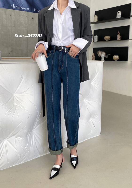 【STAR】New high-end characteristic midline design harem jeans in autumn (with belt) AS2281# CQW