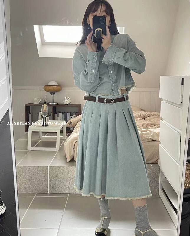 Autumn is new!【A.K SKYLAN】Pleated thin fringed skirt 9361# ZXL