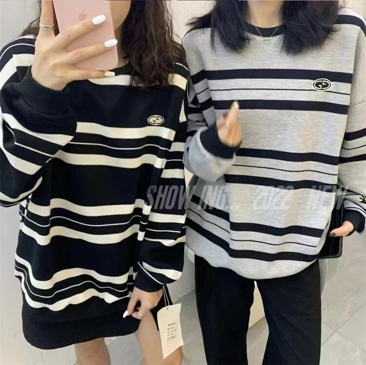 New in autumn!【YANG-YANG】Korean all-match loose striped long-sleeved T-shirt C5125# CLS