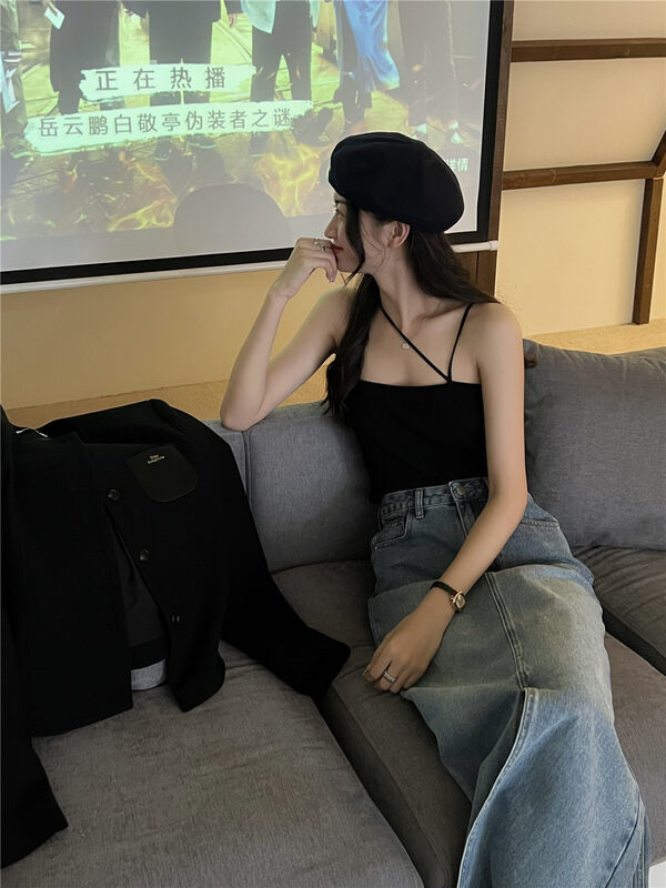 New in autumn! [Rina] Cross-strap design knitted vest/sling 323X154# ZXX
