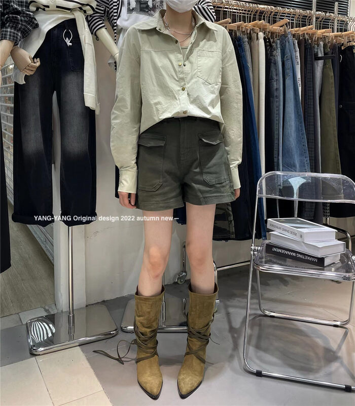 Autumn is new! [YANG-YANG] Workwear style all-match Western trend casual shorts (with belt) 2085# CLS