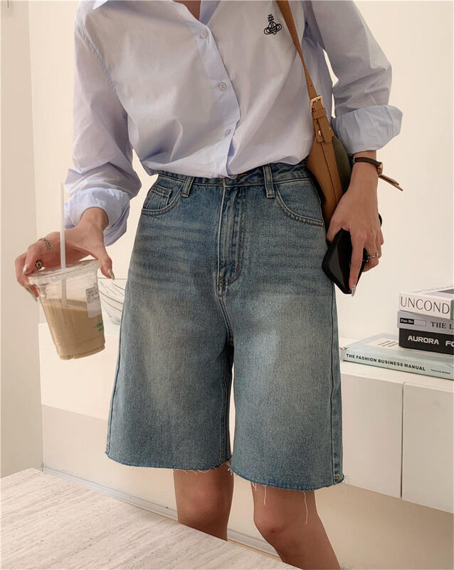 New in early autumn! [Rina] Korean version of all-match five-point denim shorts T008# ZXX