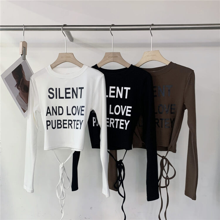New in early autumn! [Xiaofanjia] personalized letter printed long-sleeved T-shirt YS2-7022# LSW