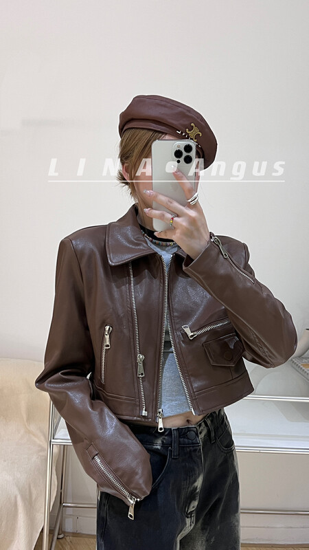 Autumn is new! [LINA] zipper Korean simple and thin short coat 7099# HJY