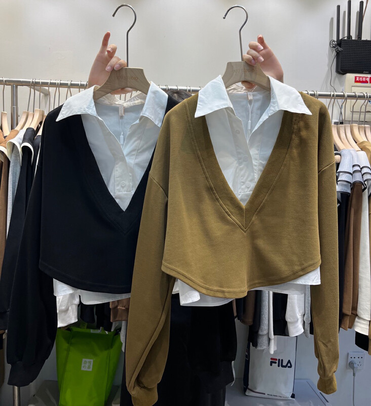 New in autumn! [Xiaofanjia] Simple sweater + versatile vest two-piece suit 517# LSW