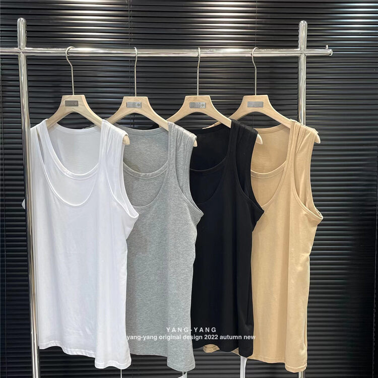 New in autumn!【YANG-YANG】Fake two-piece all-match round neck casual Korean vest/sling C3038# CLS