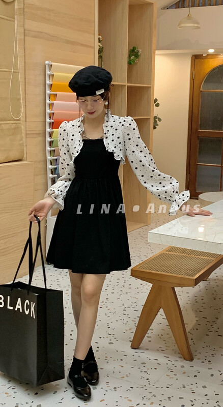 New in early autumn!【LINA】Small design short coat + slim dress two-piece suit 0010-1# HJY