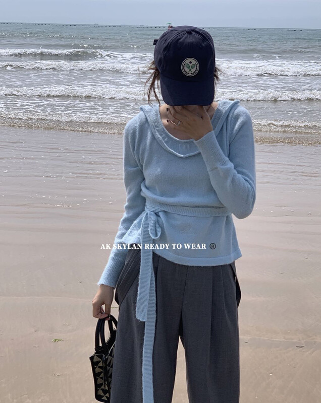 New in early autumn!【A.K SKYLAN】Gentle U-neck tie sweater knitted sweater 10128# ZXL