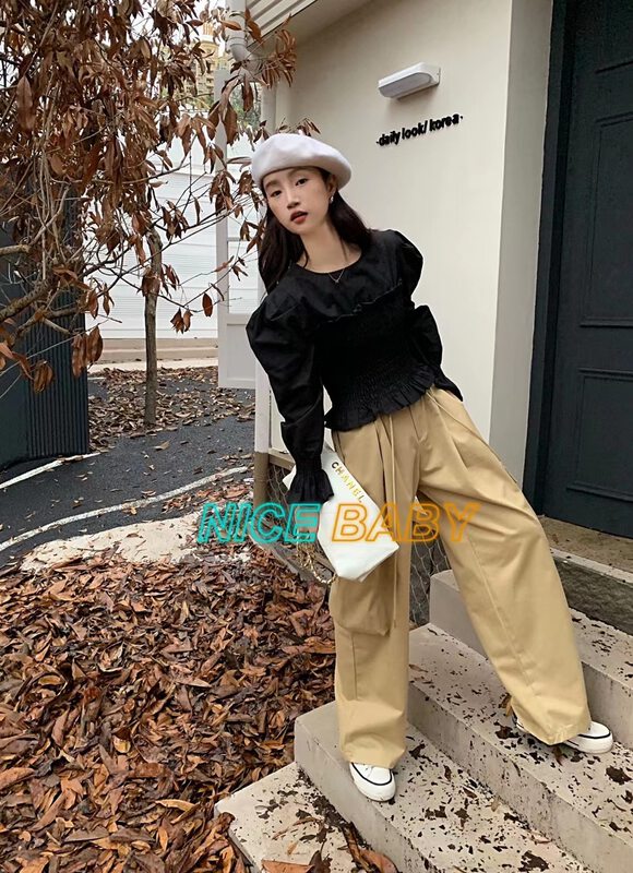 New in autumn!【NICE BABY】Solid color all-match Korean casual pants 8950# WTT