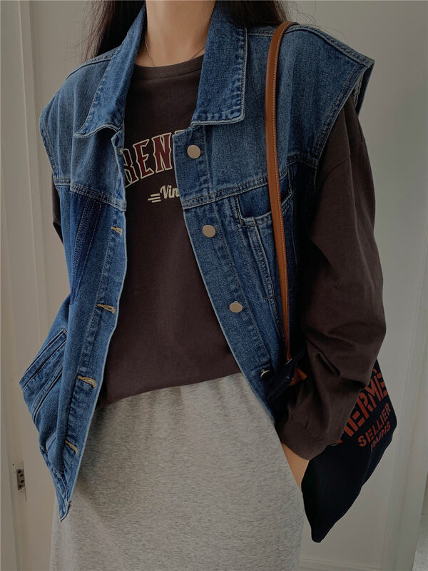 New in autumn! [Rina] Korean all-match denim vest 523L022# ZXX