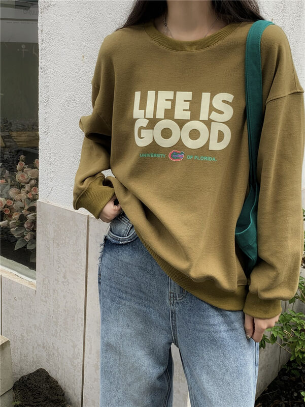 New in autumn! [Rina] Letters loose all-match sweater 123E020# ZXX