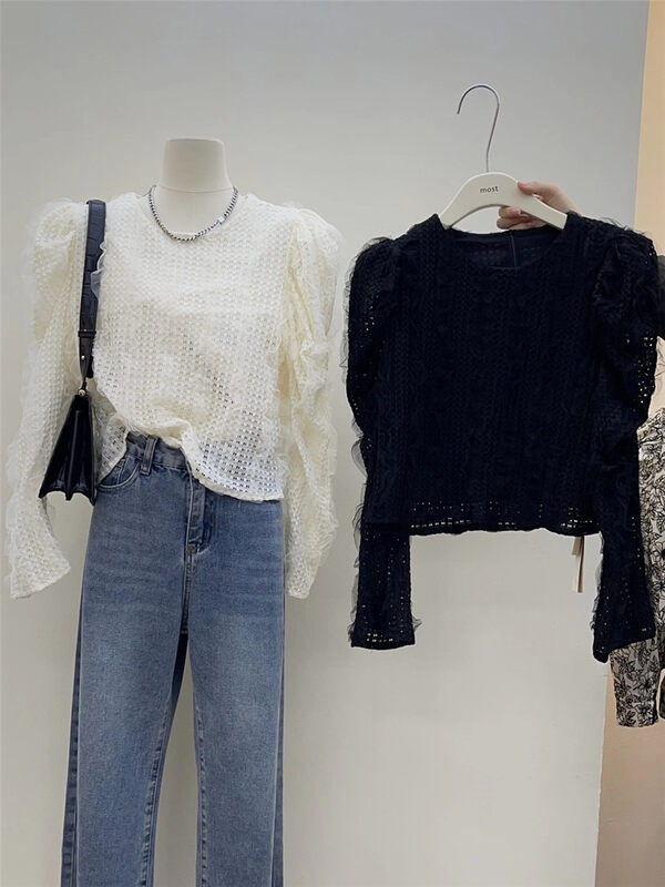 Autumn is new! [MOST] hollow puff sleeve design small shirt (only small shirts are sold) 97606# ZJY