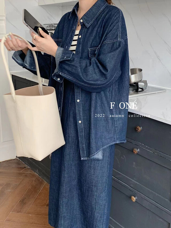 New in autumn!【F ONE】Korean simple retro denim skirt 26108# WPL