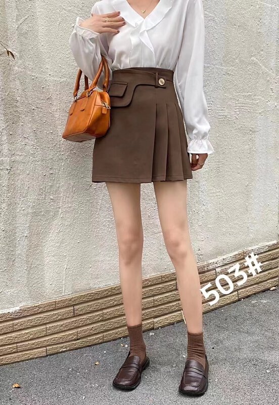 New in autumn!【6688】High waist pleated slim skirt 503# WPL