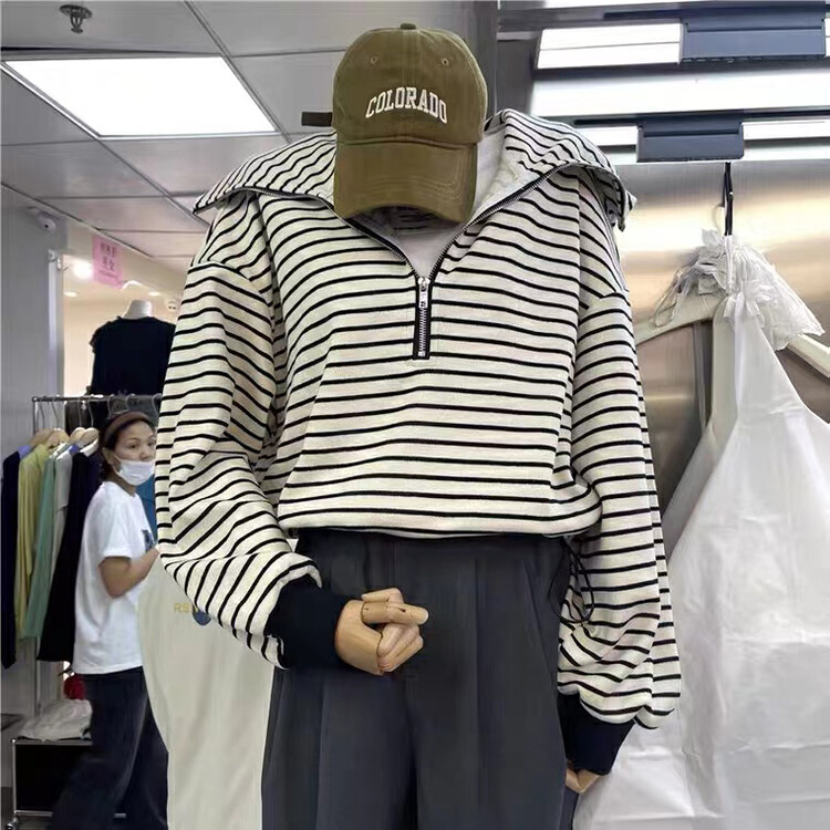 New in autumn! [Xiaofanjia] Korean fake two-piece striped lapel sweater 543# LSW