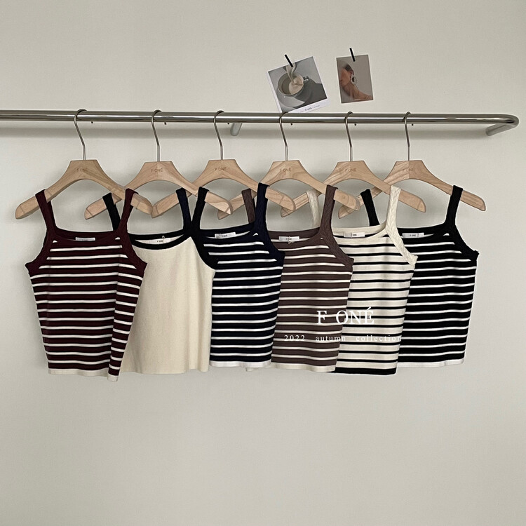 New in autumn! [F ONE] Korean ins style all-match striped knitted vest/sling 26033# WPL
