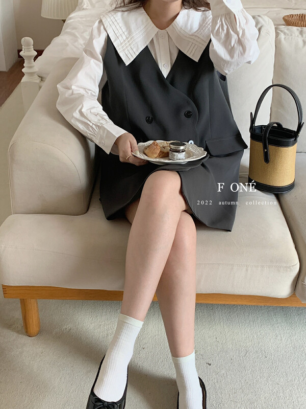 New in early autumn! [F ONE] temperament wave edge suit vest dress (without inner wear) 26079# WPL