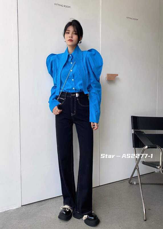 [STAR] Autumn new high-end simple fashion all-match wide-leg jeans profit model AS2277-1