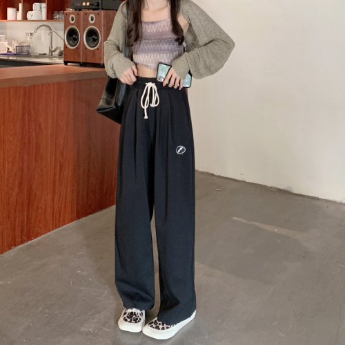 Official map autumn new Korean version high waist casual straight sports loose large size s-4xl mopping wide leg pants women