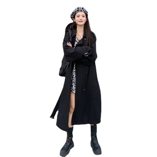 High-quality black trench coat women's mid-length 2022 early spring and autumn new small chic spring coat coat