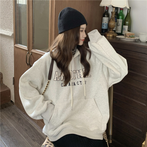 Big fish scales 260g 100% polyester thin sweater women's hooded print rear bag double cap