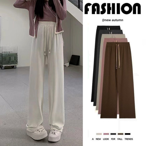 Brown wide-leg pants women's spring and autumn 2022 new corduroy loose and thin high waist drape casual mopping straight pants