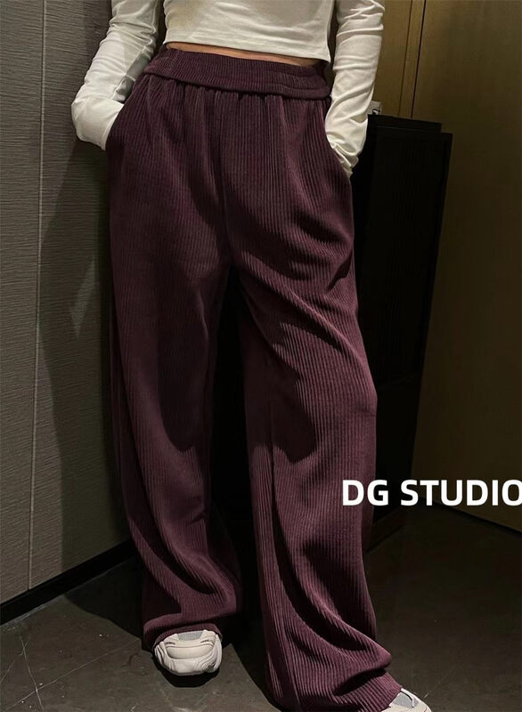New in autumn! [DG] Chenille elastic waist all-match casual pants 8317# XJ