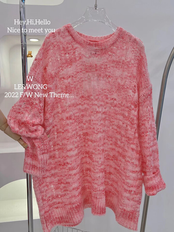 Original price 94.99! 【LE&WONG】Designer recommends mixed-knit contrast color sweater pullover sweater 8319