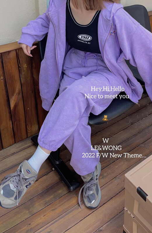Original price 194.99! 【LE&WONG】Casual Simple Sweater Jacket Set Elastic Waist Sweatpants Set 1867