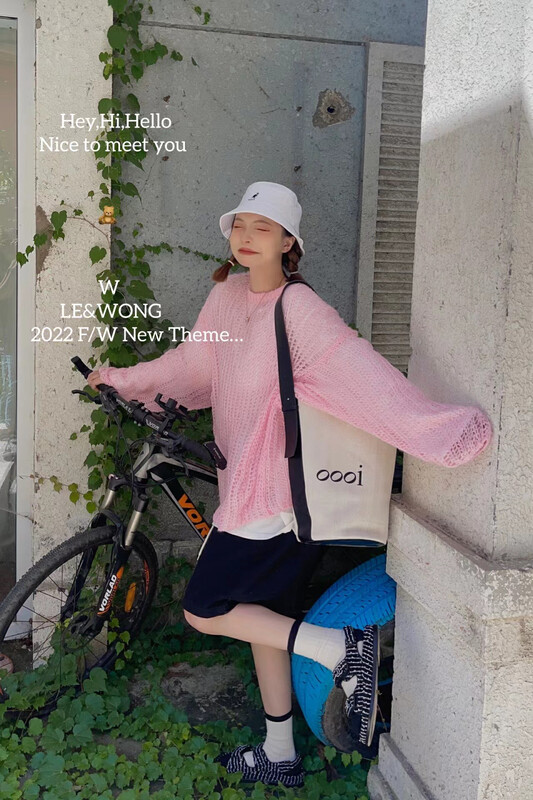 【LE&WONG】Simple and clean loose candy color suit sweater and T-shirt two-piece set 7025