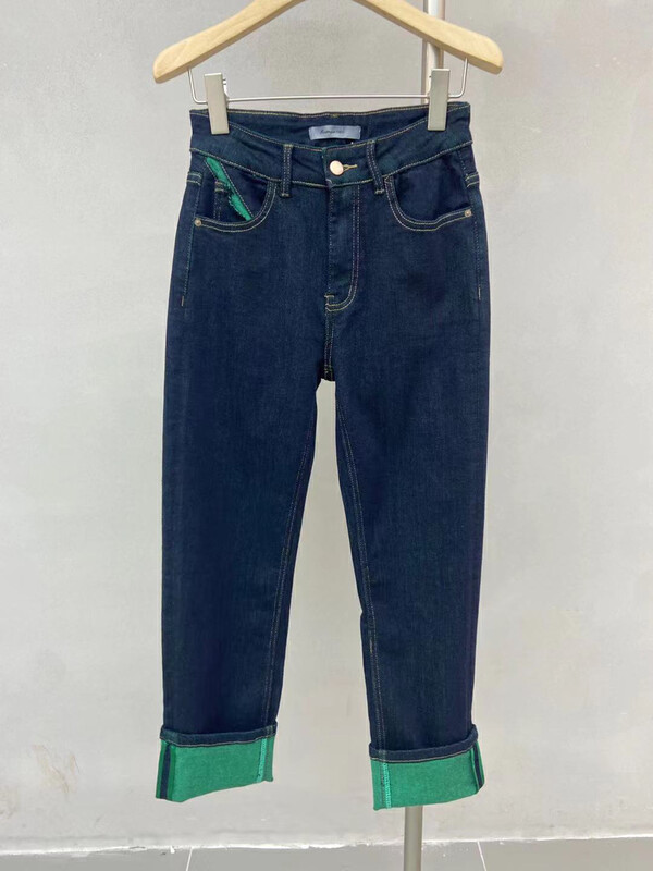 New in autumn!【RJ1980】Fashionable labeling contrast color design jeans 2A63581# HYY