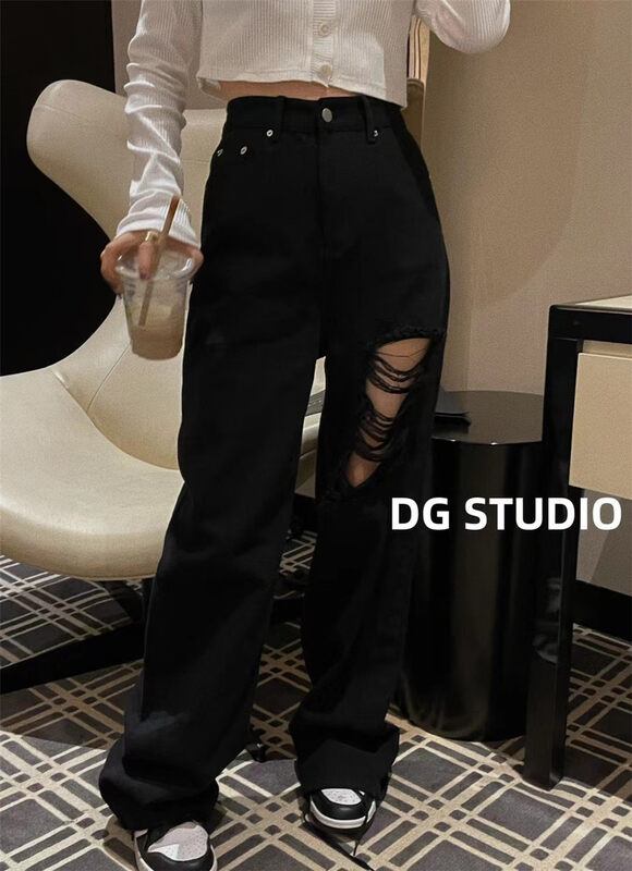 Original price 108.99! New in early autumn!  [DG] European version of the street hole design loose jeans 8241# XJ