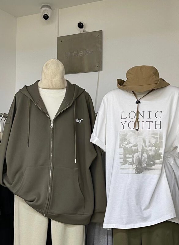 New in autumn! [UNCLE BE] hooded zipper loose short coat 2178# L