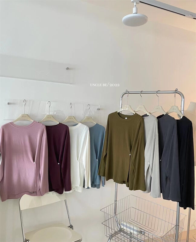 New in early autumn!【UNCLE BE】Neat simple and comfortable all-match long-sleeved T-shirt 3131# L